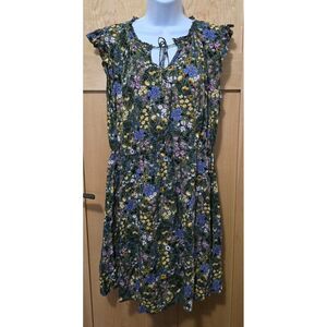 Old Navy Womens Green Floral Sleeveless Flutter Sleeve Dress Fairycore peasant